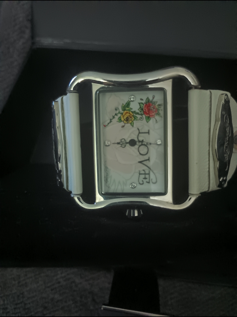 Ed Hardy Love Floral White Strap Fashion Watch